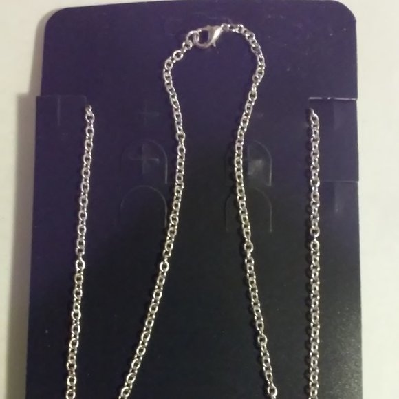 Silver Butterfly Necklace Orange Yellow and Many Rhinestones 15" L 2" Across New - Picture 4 of 4